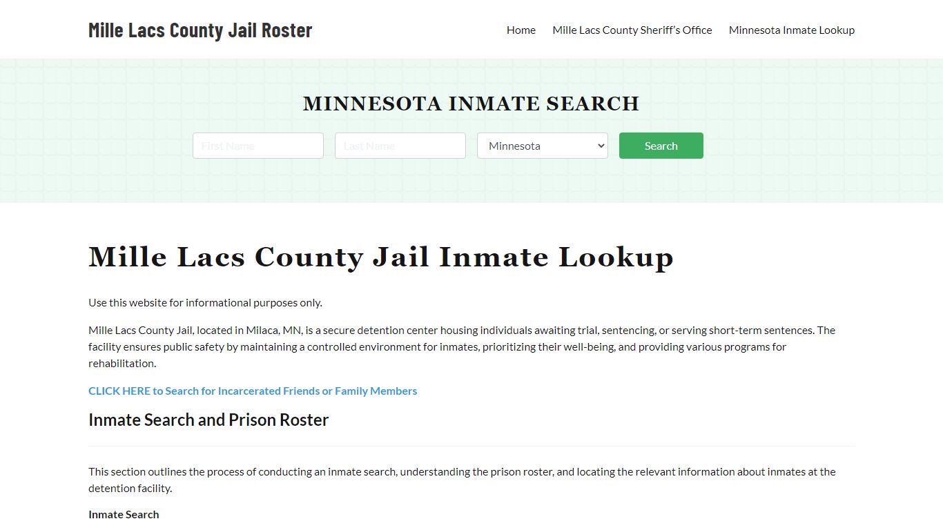 Mille Lacs County Jail Roster Lookup, MN, Inmate Search